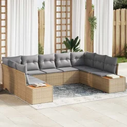 Zestaw Mebli Ogrodowych Wypoczynkowy Sofy Rattan Poduszki Na Patio