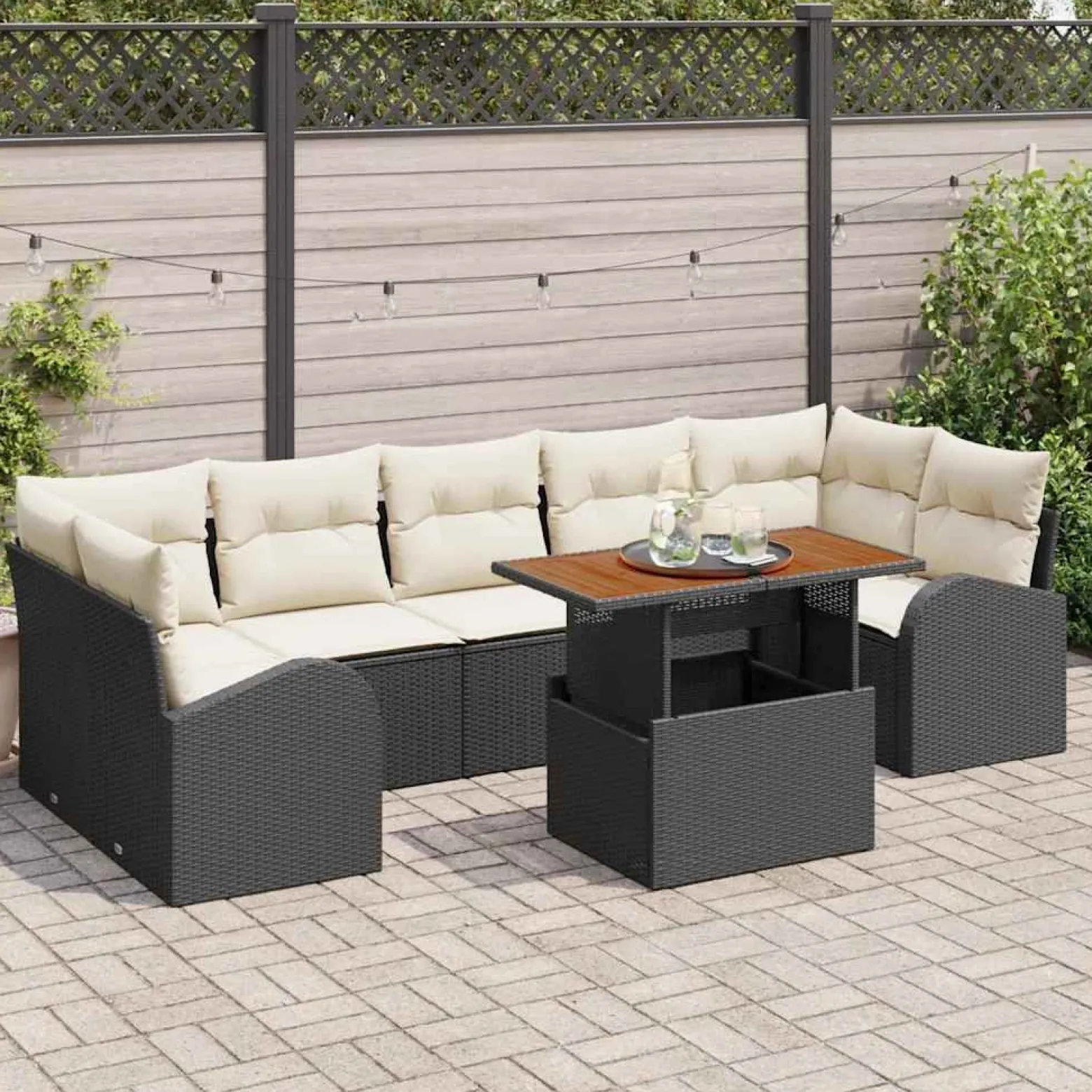Zestaw Mebli Ogrodowych Wypoczynkowy Sofy Stolik Rattan Na Patio Na Taras