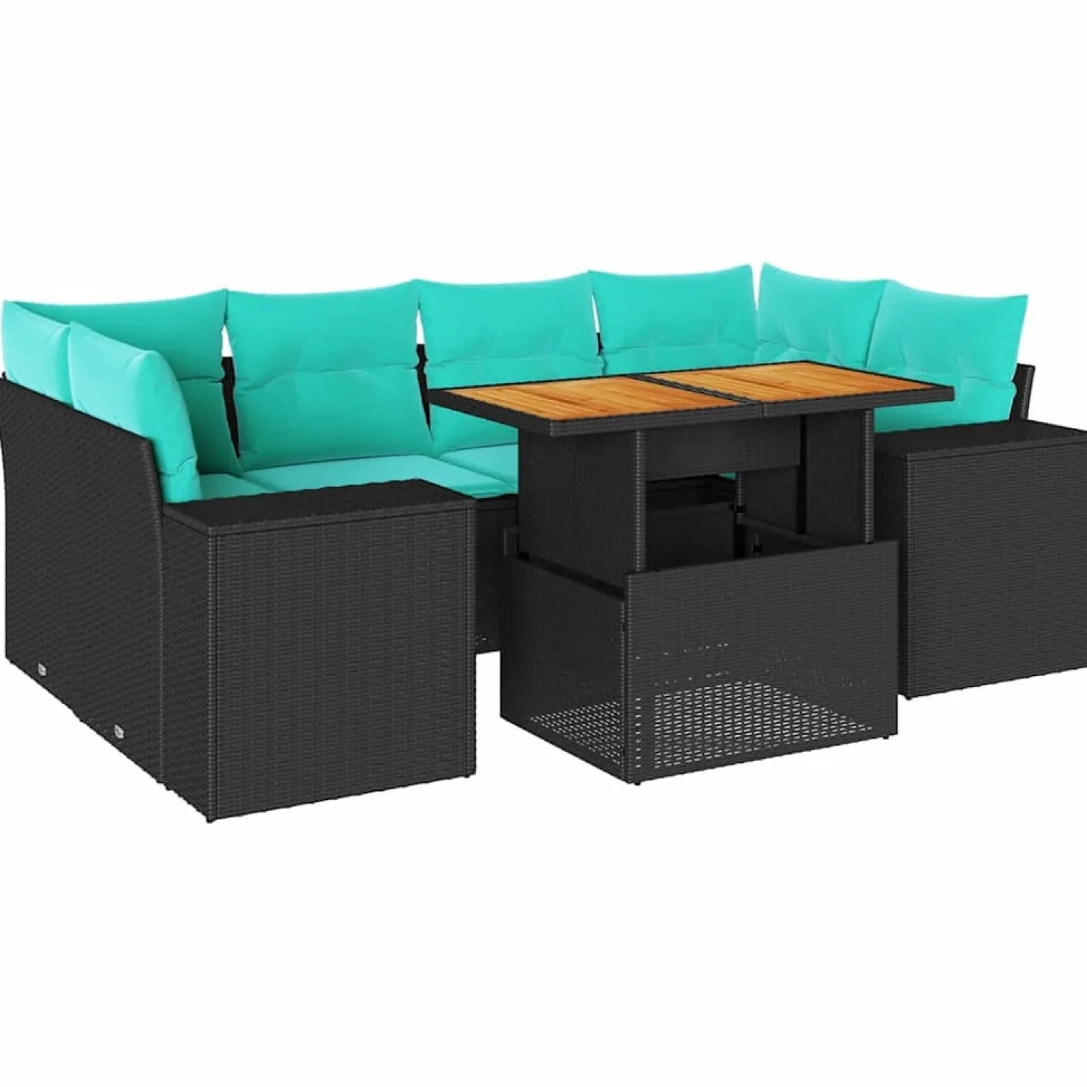 Zestaw Mebli Ogrodowych Wypoczynkowy Rattan Czarny Sofa Stół na Taras