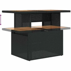 Zestaw Mebli Ogrodowych Wypoczynkowy Rattan Czarny Sofa Stół na Taras