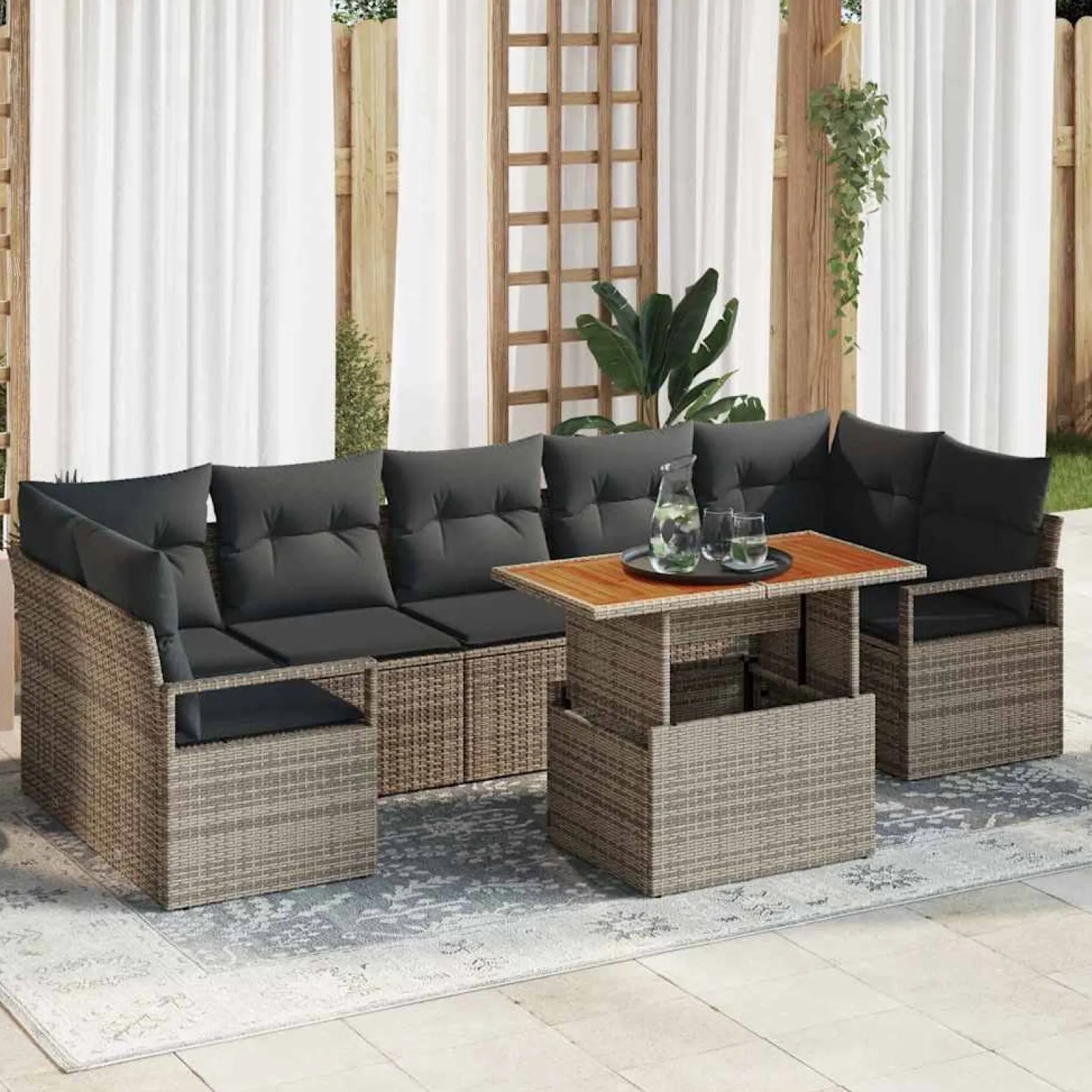 Zestaw Mebli Ogrodowych Wypoczynkowy Sofy Stolik Rattan Na Patio Na Taras