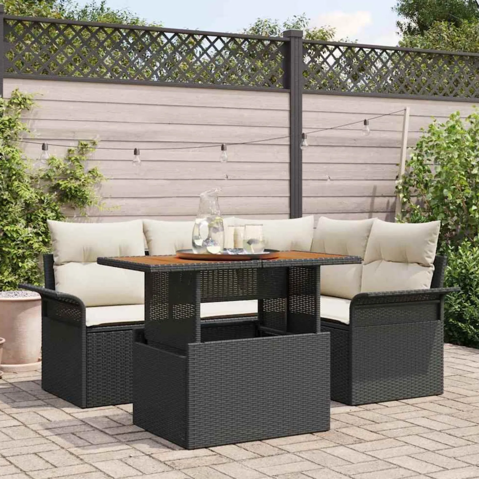 Zestaw Mebli Ogrodowych Wypoczynkowy Sofy Stolik Rattan Na Patio Na Taras