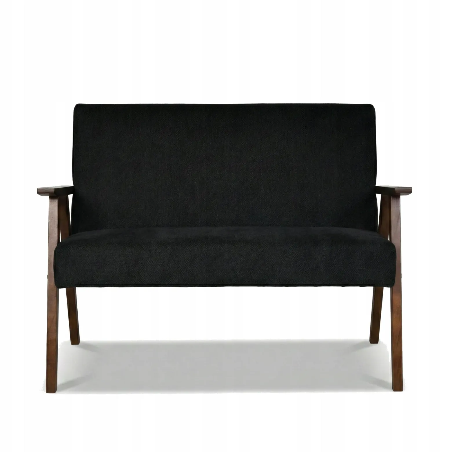 Zestaw mebli PRL retro SOLER sofa fotele Family Meble czarny welur Angel