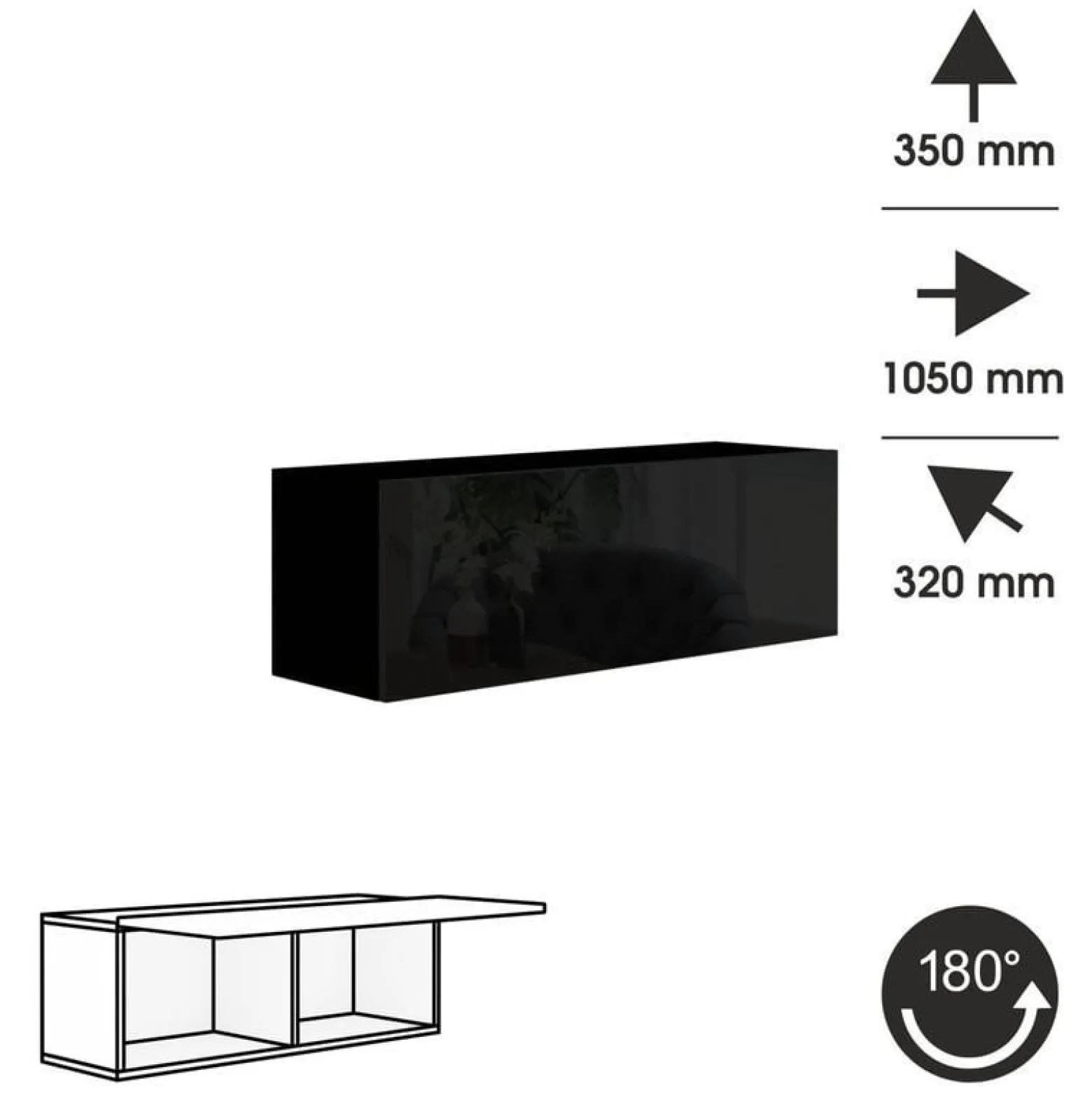 Zestaw mebli salonowych 280 cm PREMIUM czarny połysk