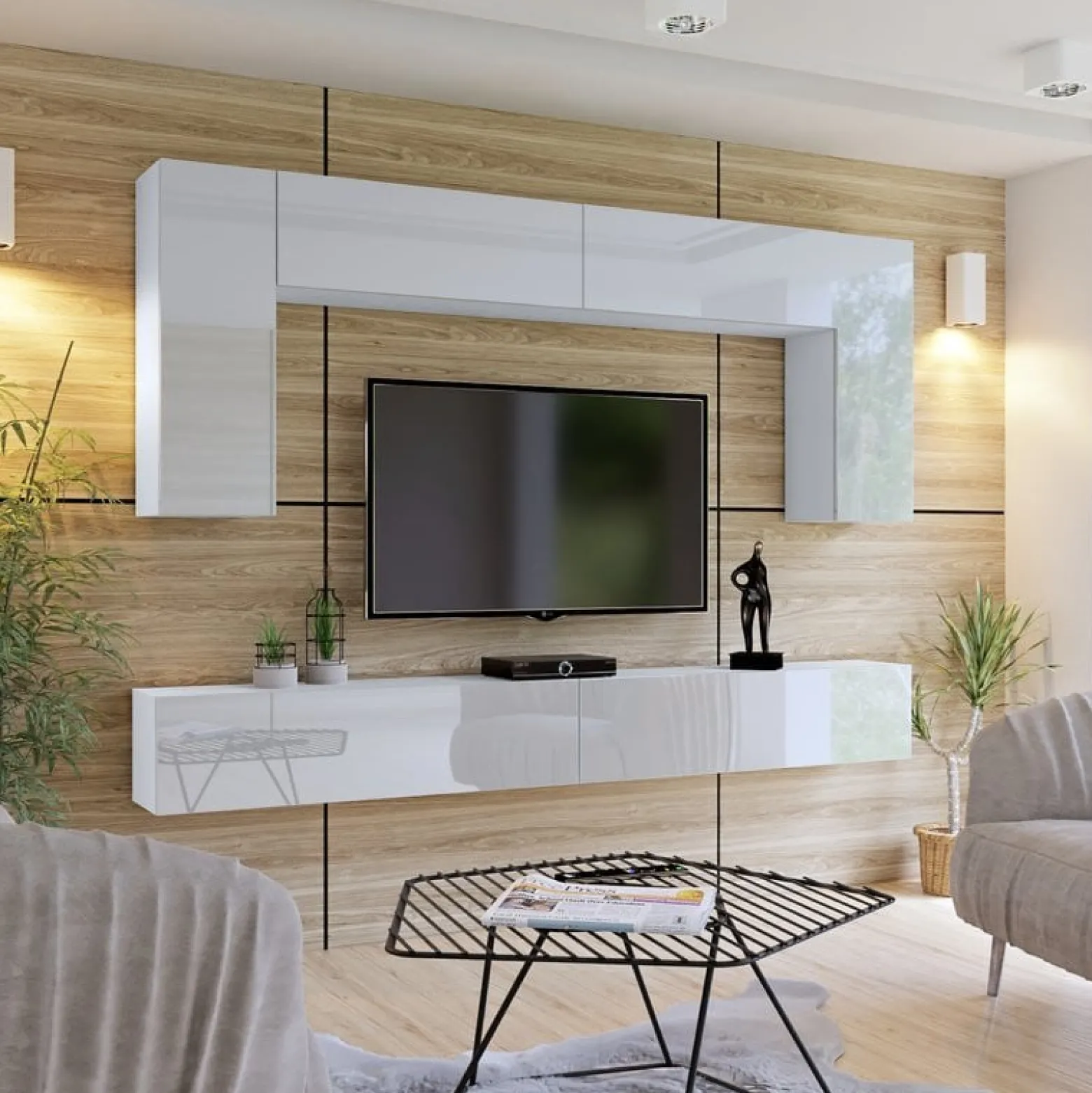 Zestaw mebli salonowych 280 cm PREMIUM czarny połysk