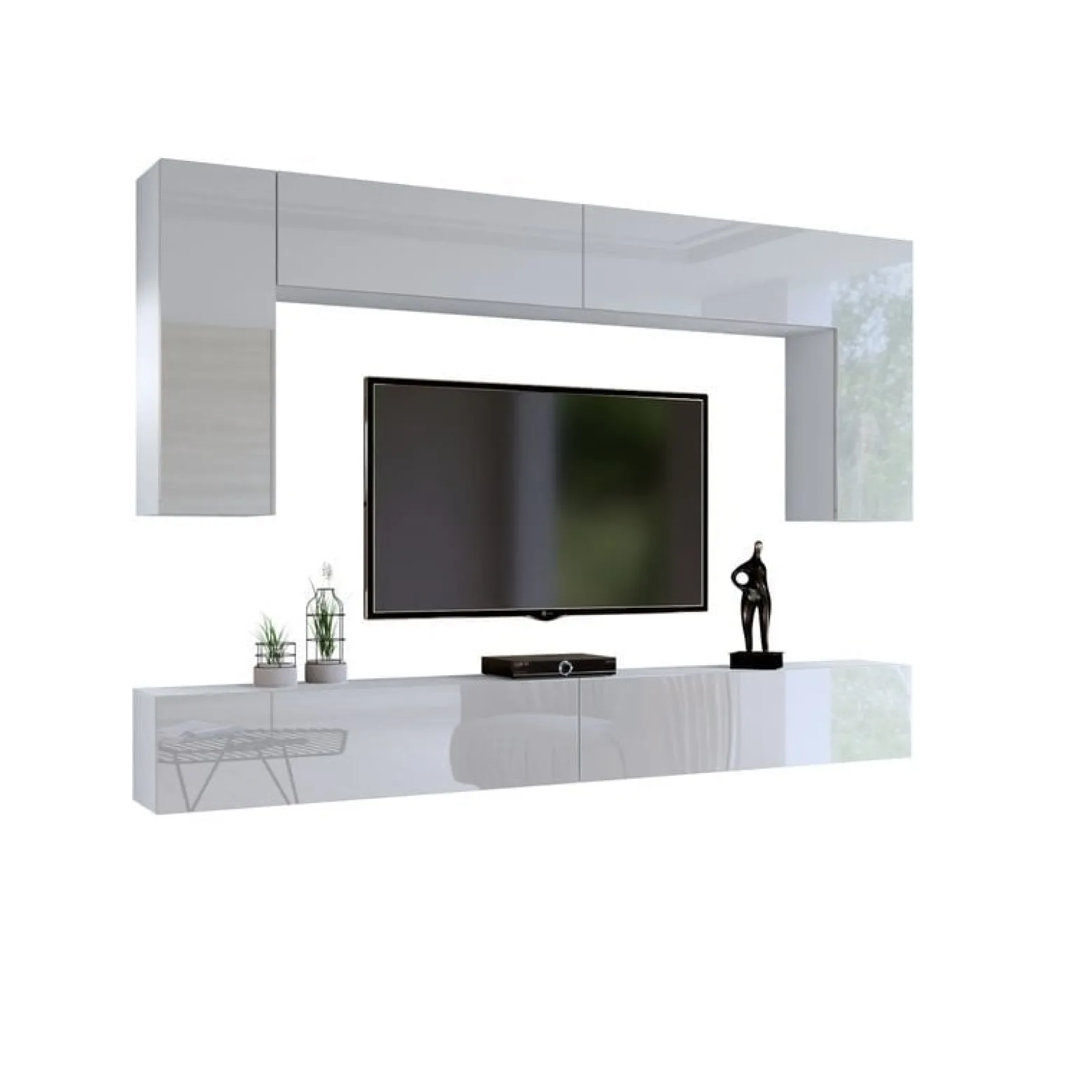Zestaw mebli salonowych 280 cm PREMIUM czarny połysk