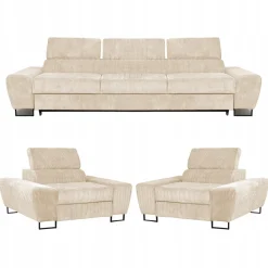 Zestaw mebli wypoczynkowych salonu Savio Sofa 3os fotele beż Family Meble