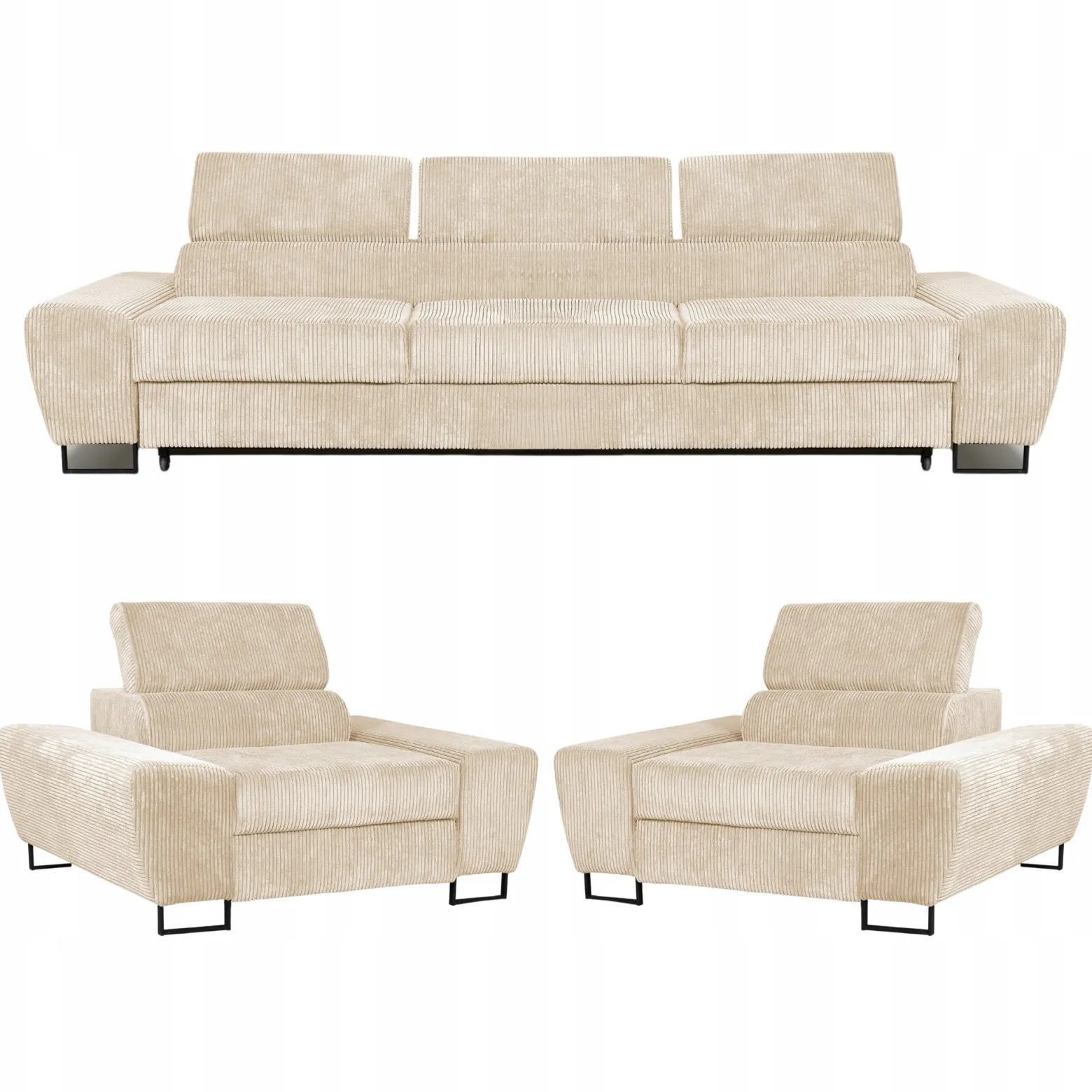 Zestaw mebli wypoczynkowych salonu Savio Sofa 3os fotele beż Family Meble
