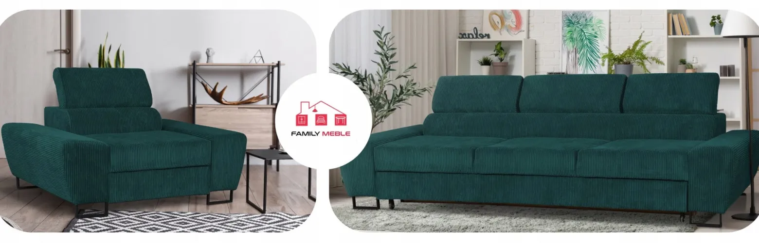 Zestaw mebli wypoczynkowych salonu Savio Sofa 3os fotele beż Family Meble