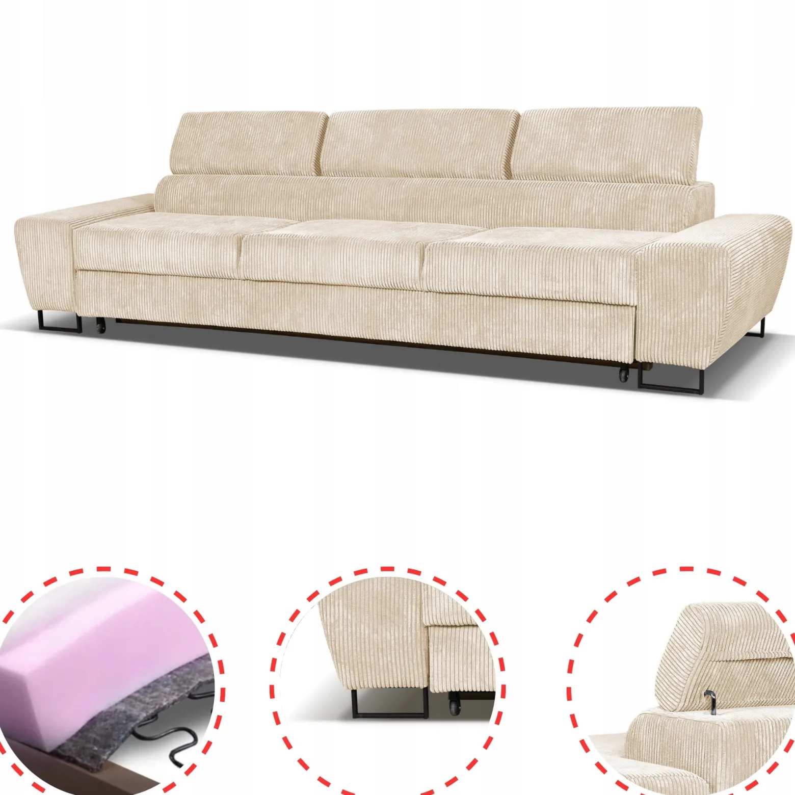 Zestaw mebli wypoczynkowych salonu Savio Sofa 3os fotele beż Family Meble