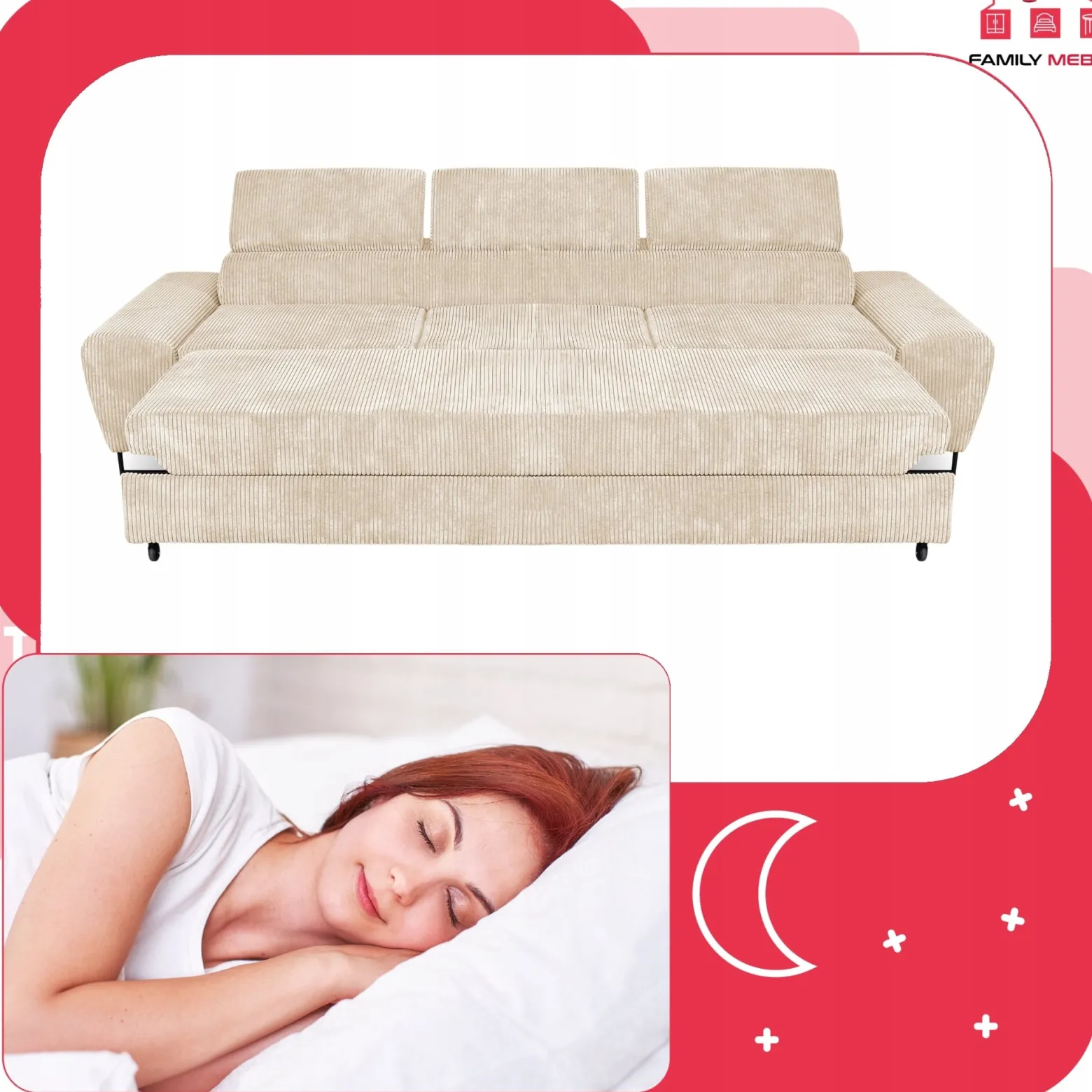 Zestaw mebli wypoczynkowych salonu Savio Sofa 3os fotele beż Family Meble