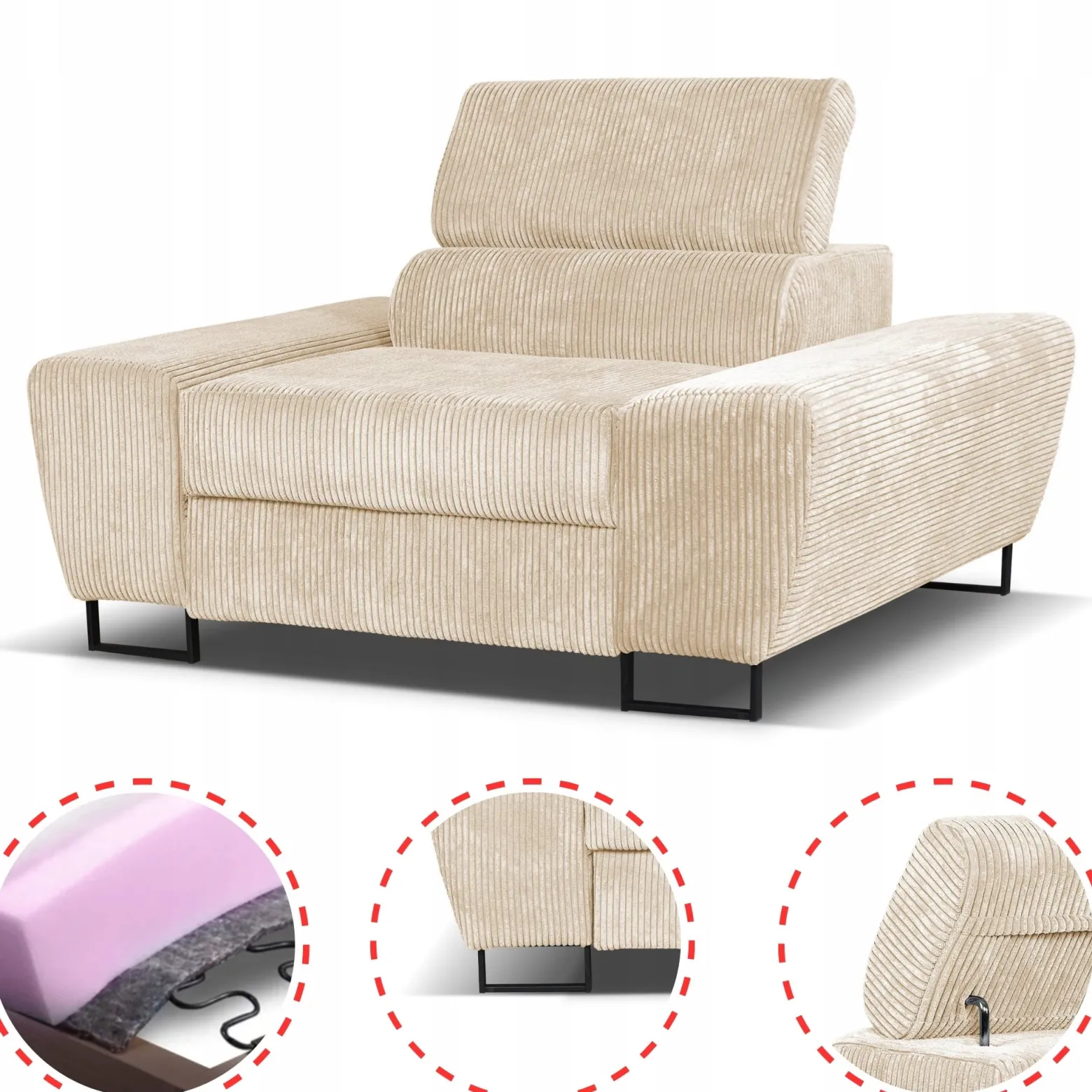 Zestaw mebli wypoczynkowych salonu Savio Sofa 3os fotele beż Family Meble