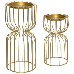 Zestaw metalowych świeczników na tealight, złote