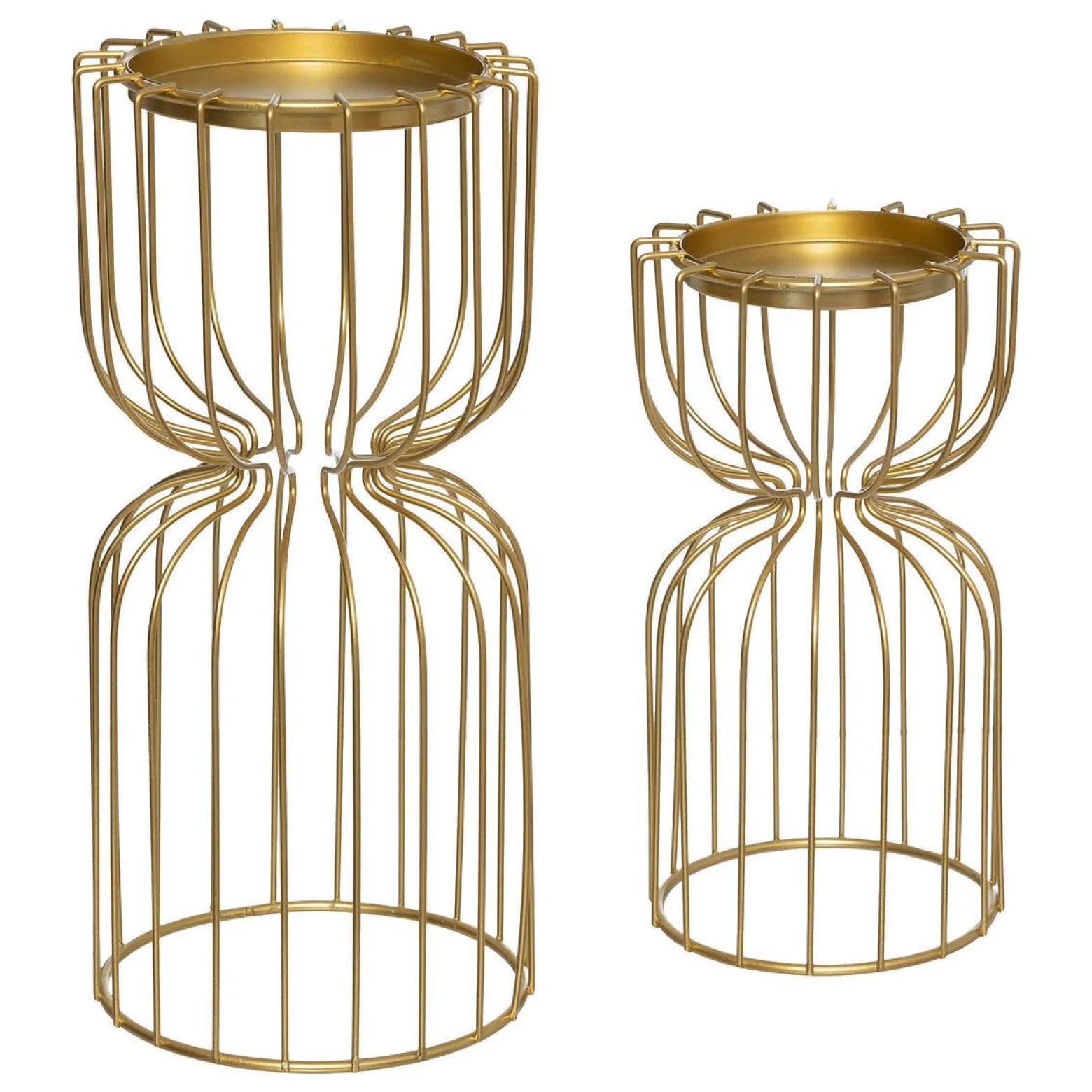 Zestaw metalowych świeczników na tealight, złote