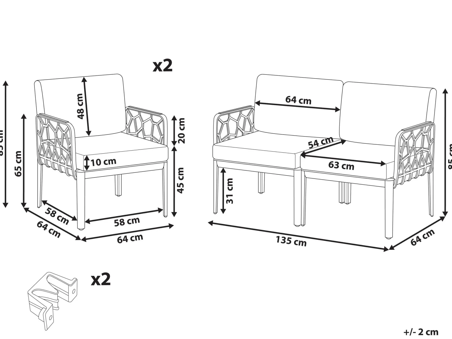 Zestaw ogrodowy 4-osobowy ciemnoszare poduchy