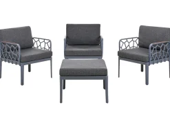 Zestaw ogrodowy 4-osobowy ciemnoszare poduchy