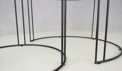 Zestaw Okrągłych Stolików Kawowych 2w1 Salon Loft Czarny+Czarny MiniPearl