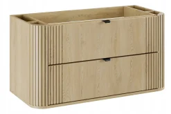 Zestaw OVALIA 100 cm Dąb Cremona ryflowany umywalka PURE czarne uchwyty