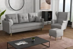 Zestaw skandynawski sofa 2 fotele Lahti/Denver Szary