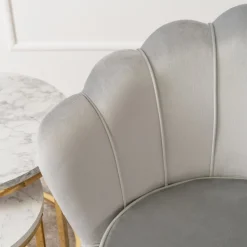 Zestaw Sofa Szara i 2 Fotele Muszelka Meble Wypoczynkowe Glamour Złote