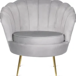 Zestaw Sofa Szara i Fotel Szary Muszelka Meble Wypoczynkowe Glamour Złote