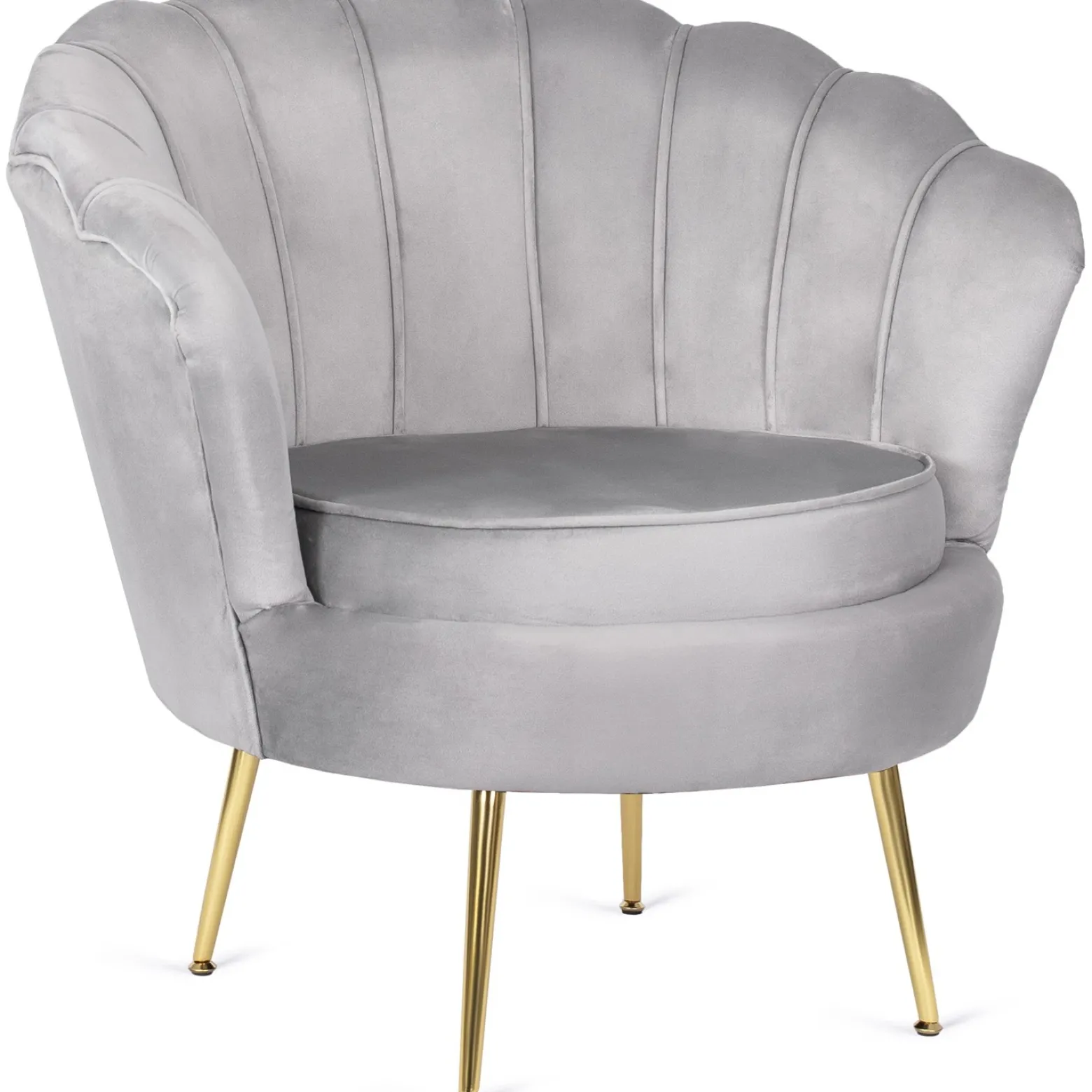 Zestaw Sofa Szara i Fotel Szary Muszelka Meble Wypoczynkowe Glamour Złote