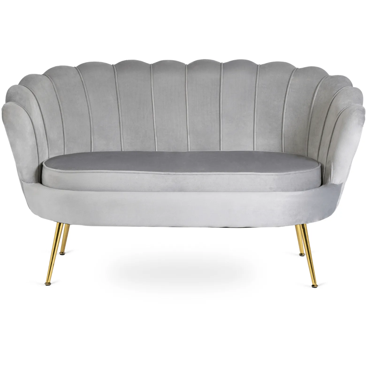 Zestaw Sofa Szara i Fotel Szary Muszelka Meble Wypoczynkowe Glamour Złote