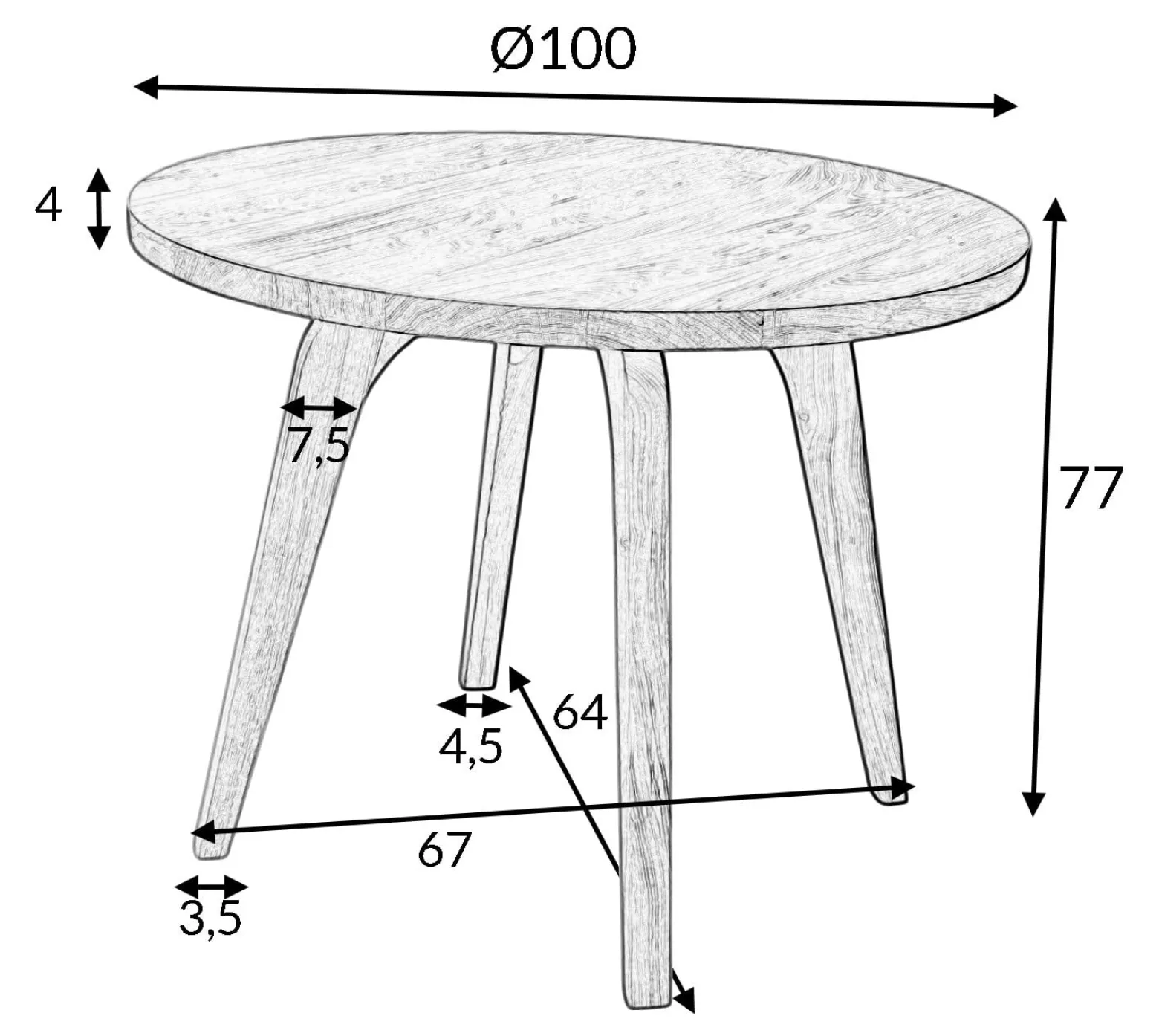 Zestaw stół Dębowy 100cm okrągły + 4 krzesła dębowe tkanina Bellini
