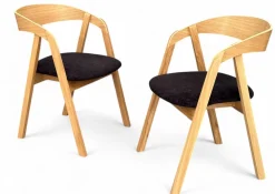 Zestaw stół Dębowy 100cm okrągły + 4 krzesła dębowe tkanina Bellini