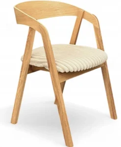 Zestaw Stół okrągły fornir 110/210cm LAMEL krzesła 4szt dębowe beżowe