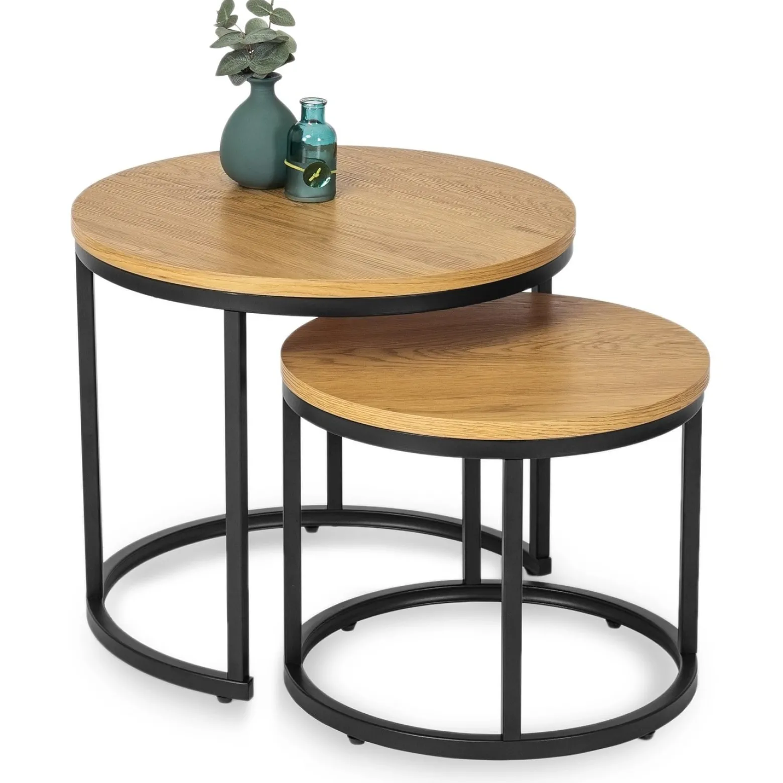 Zestaw 2 Stolików Loft Ław 2w1 DELIA Dąb Złoty