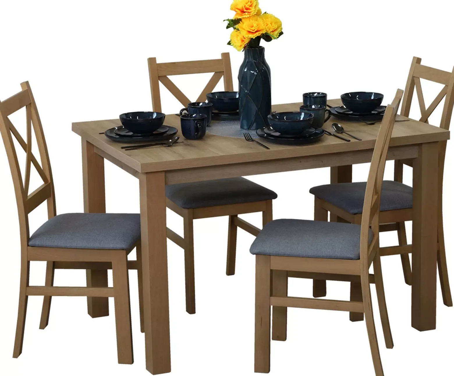 Zestaw stół 150/190x80 i 4 krzesła M009-4 Dąb Artisan