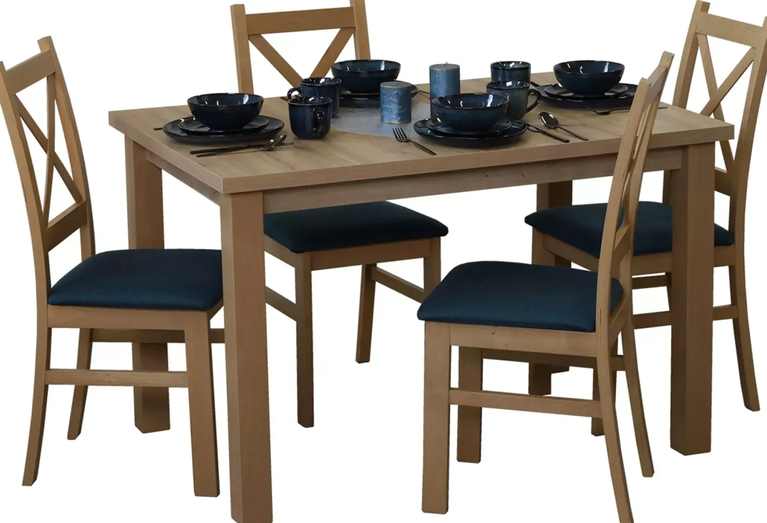 Zestaw stół 150/190x80 rozkładany z 4 M015-4 Dąb Artisan