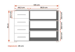 Zestaw szafa z komodą Vista 04 Frida 01 Biały/Biały
