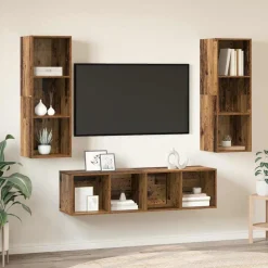 Zestaw Szafek RTV Szafka pod Telewizor Meblościanka Brąz 37 x 37 x 142.5 cm