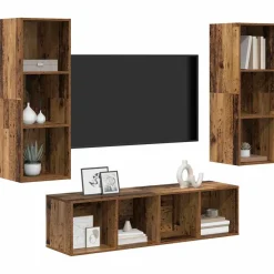 Zestaw Szafek RTV Szafka pod Telewizor Meblościanka Brąz 37 x 37 x 142.5 cm