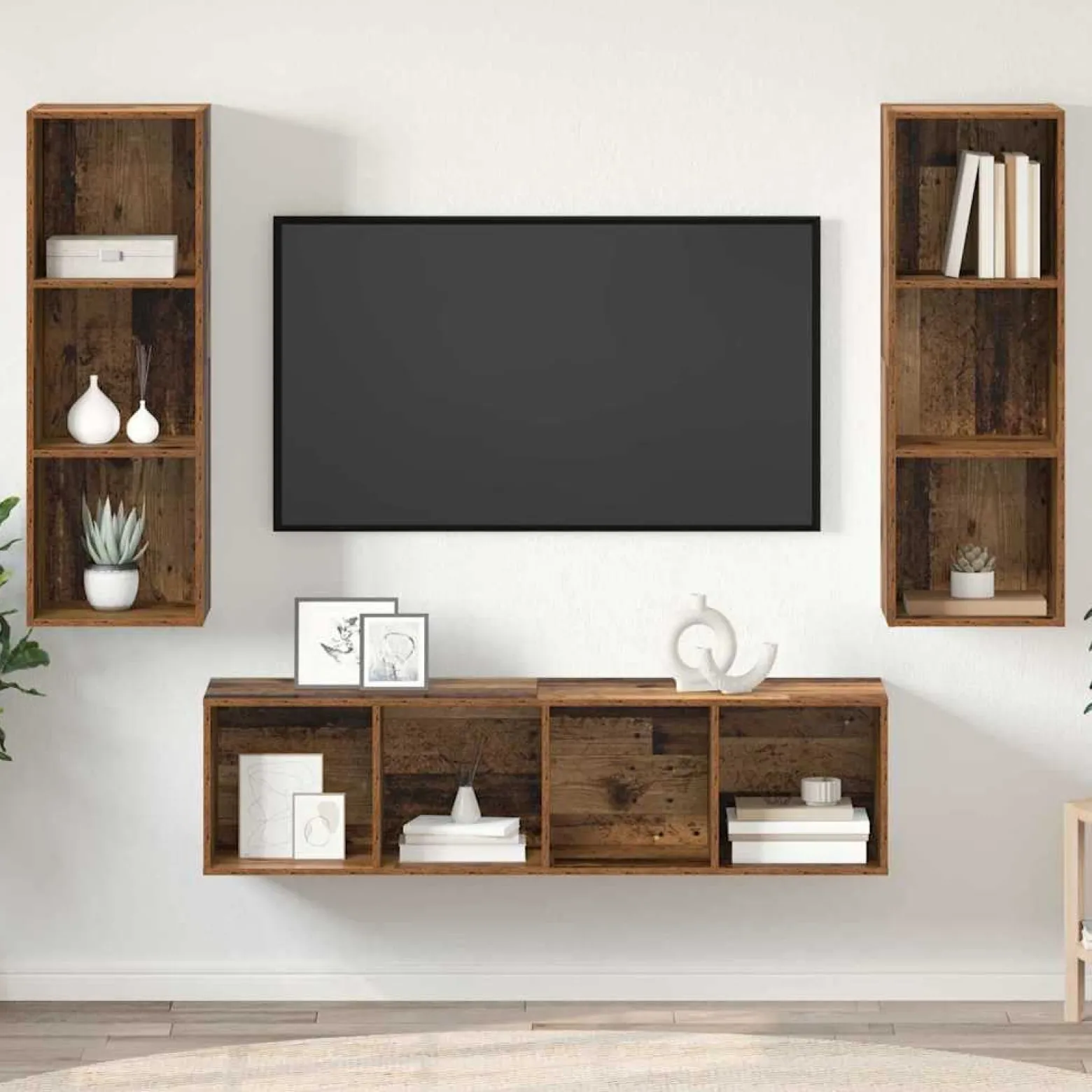 Zestaw Szafek RTV Szafka pod Telewizor Meblościanka Brąz 37 x 37 x 142.5 cm