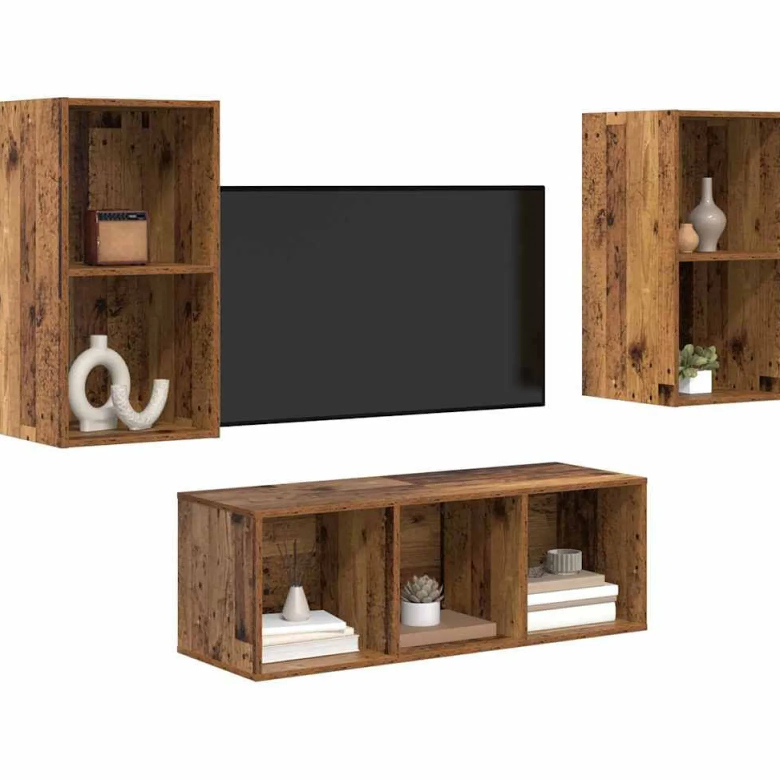 Zestaw Szafek RTV Szafka pod Telewizor Meblościanka Brąz 37 x 37 x 107 cm