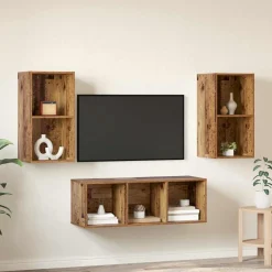 Zestaw Szafek RTV Szafka pod Telewizor Meblościanka Brąz 37 x 37 x 107 cm