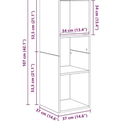 Zestaw Szafek RTV Szafka pod Telewizor Meblościanka Brąz 37 x 37 x 107 cm