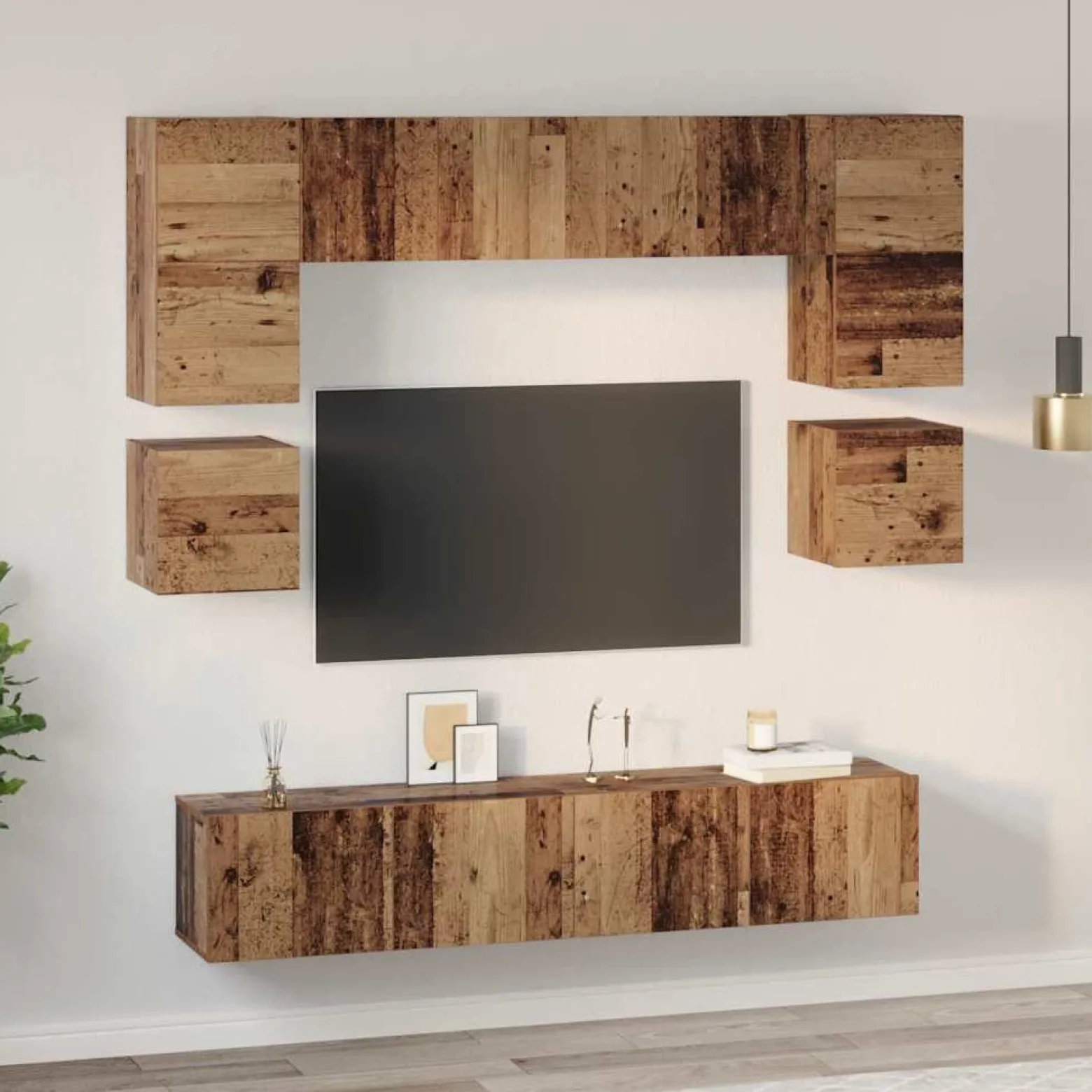 Zestaw Szafek RTV Szafka pod Telewizor Meblościanka Brąz 80 x 30 x 30 cm