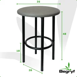 Zestaw 2 szt taboret tapicerowany okrągły szary ekoskóra czarne nogi 35x48