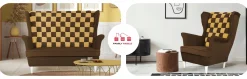 Zestaw uszak CAROL DUO sofa fotele pufy Family Meble granatowo - różowy