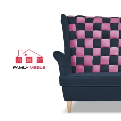 Zestaw uszak CAROL DUO sofa fotele pufy Family Meble granatowo - różowy