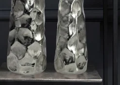 Zestaw 2 Wazonów Aluminiowych Nowoczesny Młotkowy Wazon Kwiaty Metal