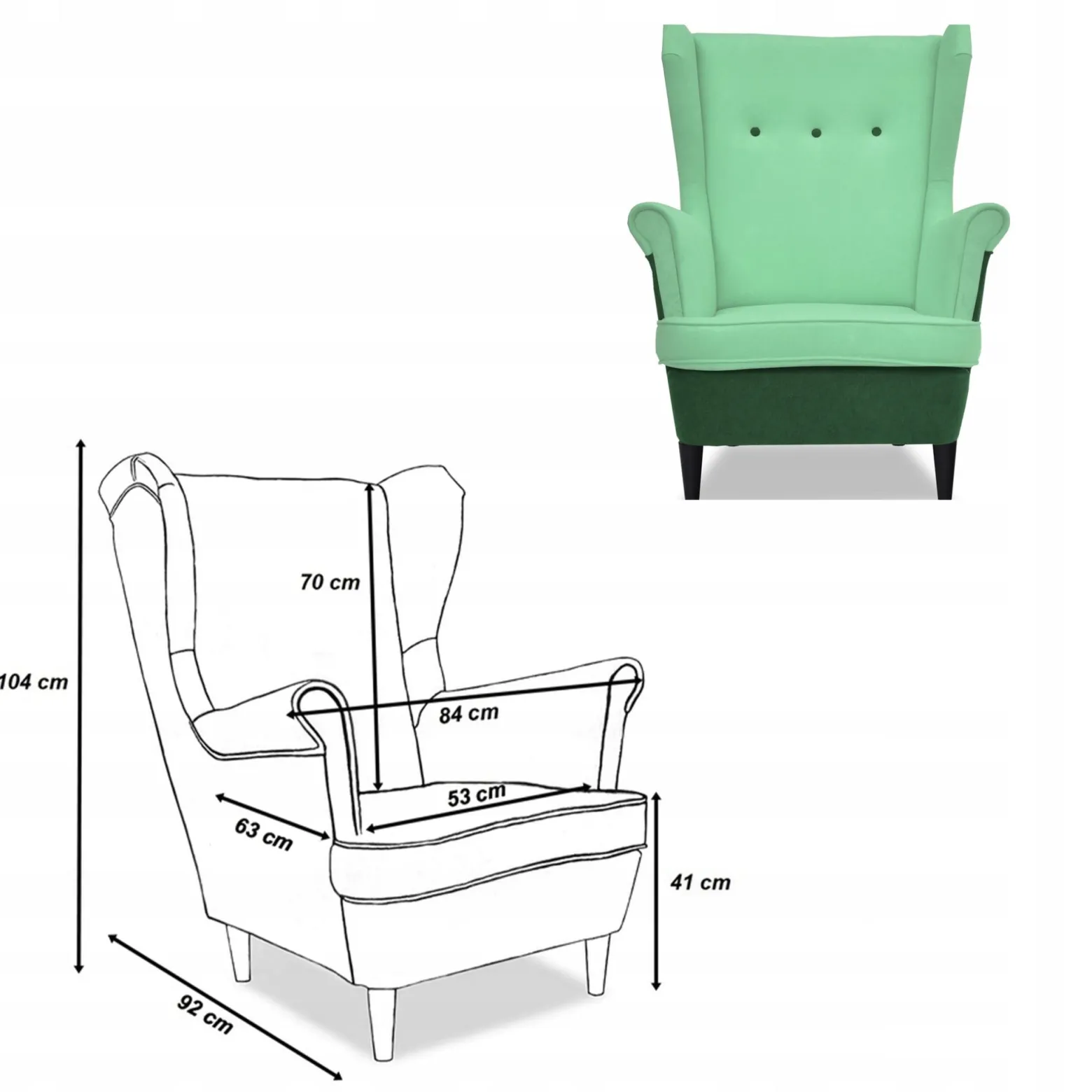Zestaw wypoczynkowy ARI DUO sofa fotele pufy Family Meble zielono - miętowy