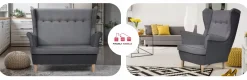 Zestaw wypoczynkowy ARI DUO sofa fotele pufy Family Meble zielono - miętowy