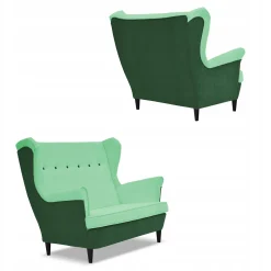 Zestaw wypoczynkowy ARI DUO sofa fotele pufy Family Meble zielono - miętowy