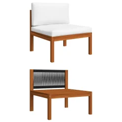Zestaw wypoczynkowy do ogrodu Biały Drewno akacjowe hjørne + 2x sofa