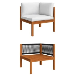 Zestaw wypoczynkowy do ogrodu Biały Drewno akacjowe hjørne + 2x sofa